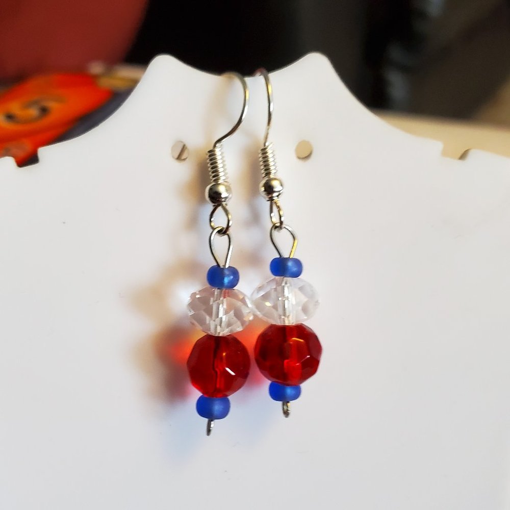 Silver Tone Hook Czech Glass Dangle Earrings Tony Alexander Jewelry Artisan NWT